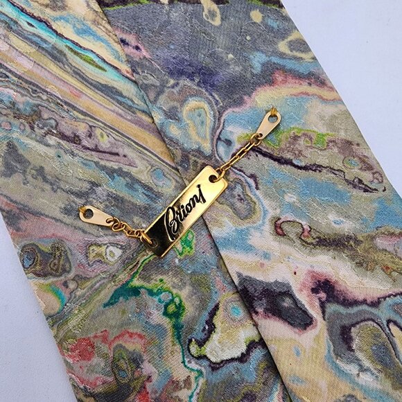 Brioni 100% Silk Tie Abstract Pastels - Picture 5 of 6